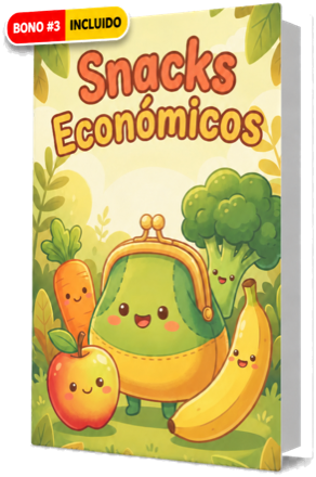 Portada del bono 3: Snacks Económicos, con etiqueta BONO #3 INCLUIDO.